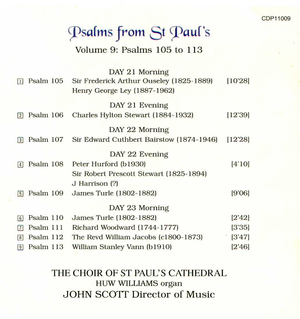 CD back card "Psalms from St Paul's" - Volume 9