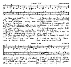 Double chant in G major by Henry Smart set to Te Deum verses 14 to 25 and double chant in D major by James Turle set to Te Deum verses 26 to 29