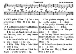 Double chant in D major by Doctor Richard Woodward set to Te Deum verses 1 to 13
