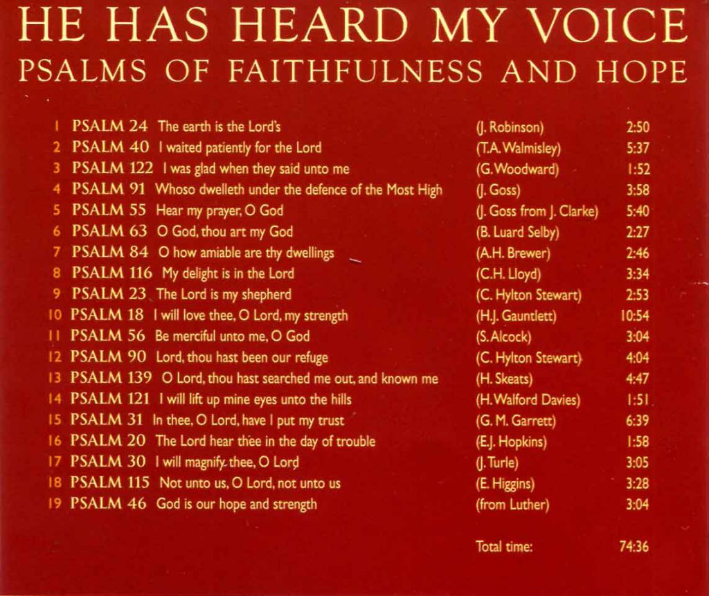 CD back card "He has heard my Voice"