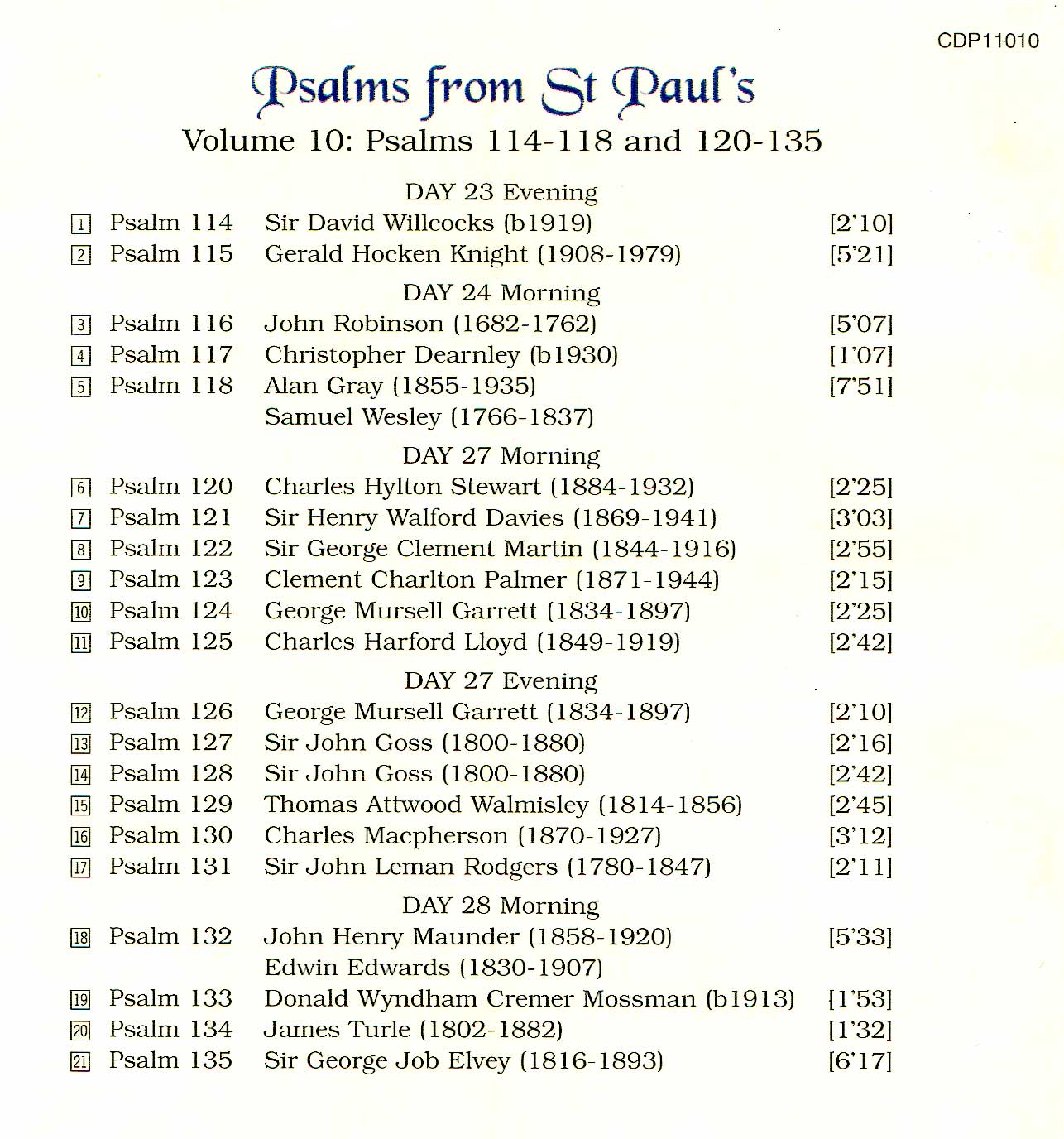 CD back card "Psalms from St Paul's" - Volume 10
