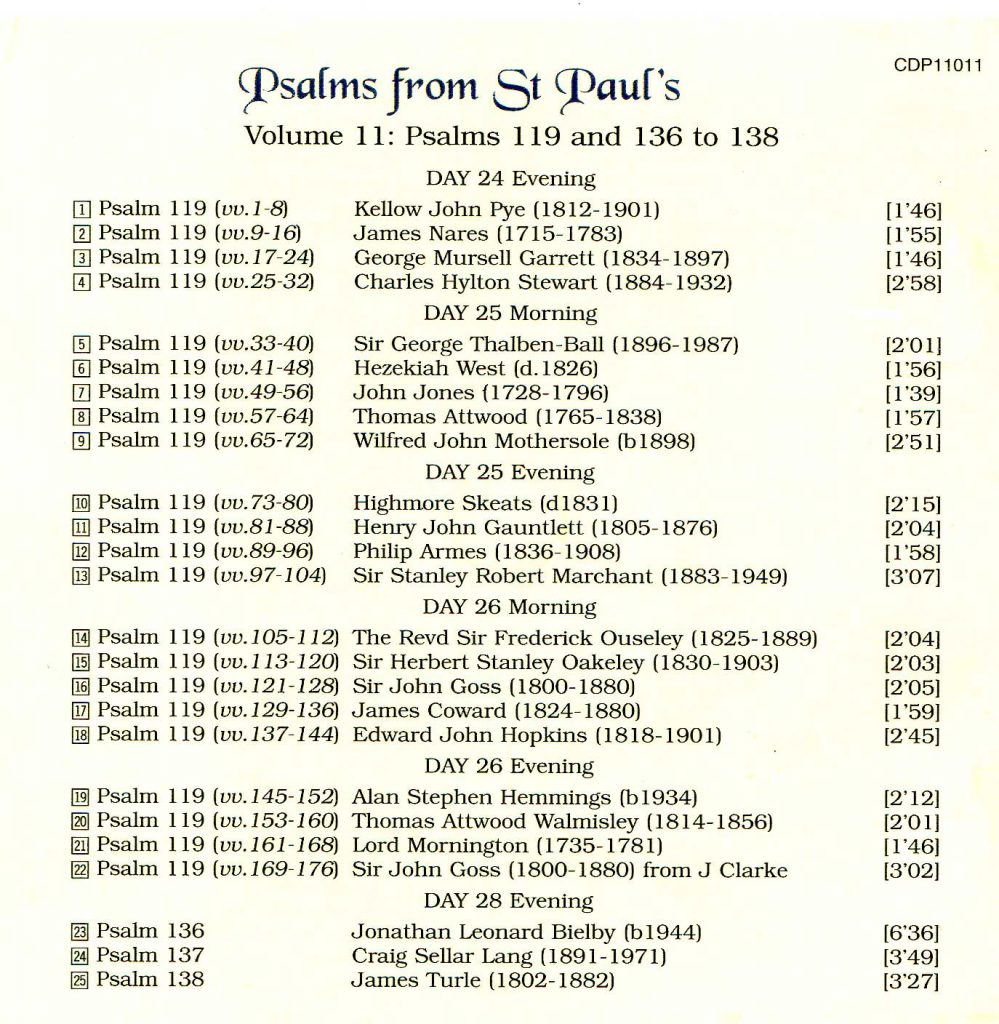 CD back card "Psalms from St Paul's" - Volume 11