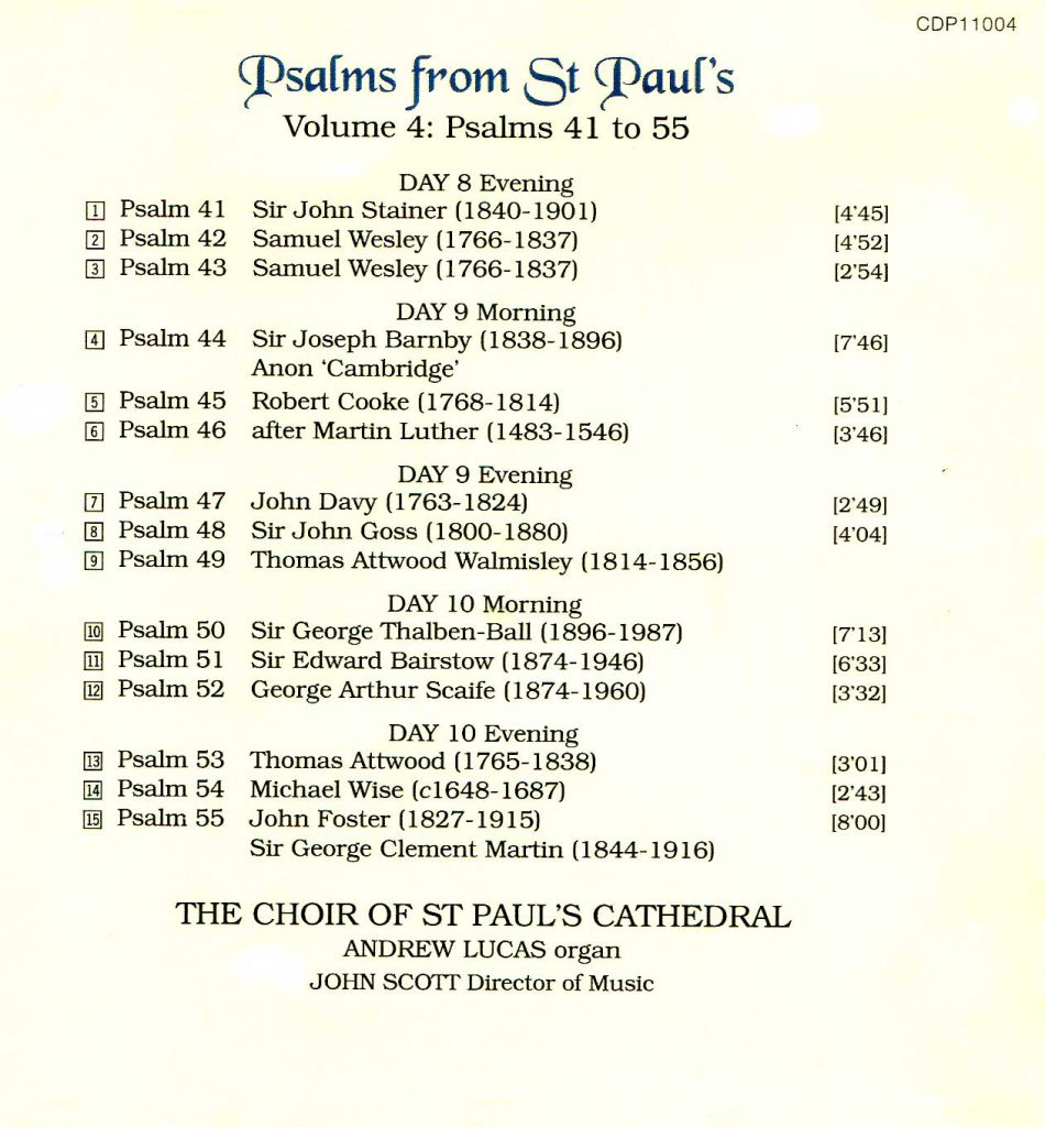 CD back card "Psalms from St Paul's" - Volume 4