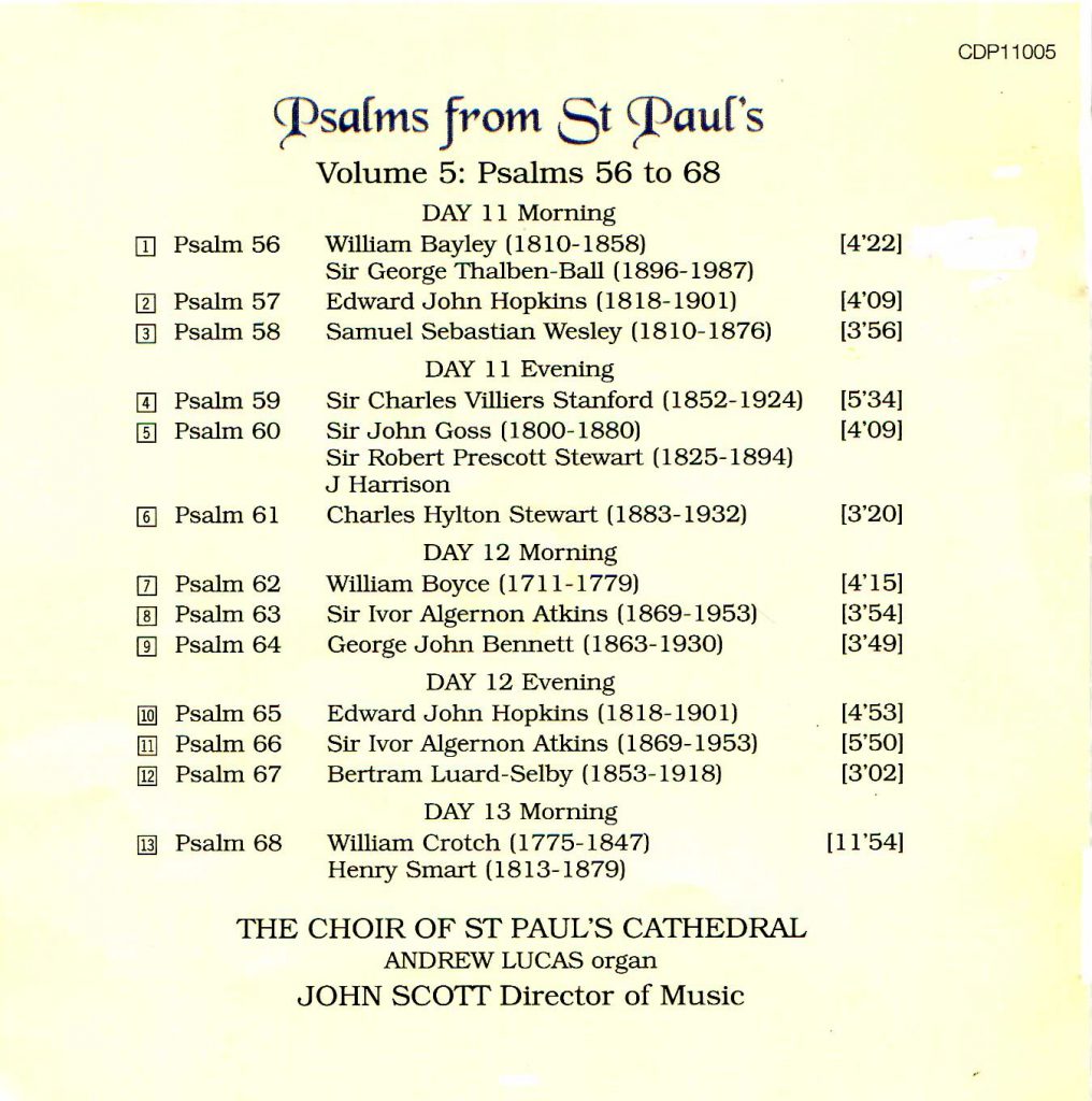 CD back card "Psalms from St Paul's" - Volume 5