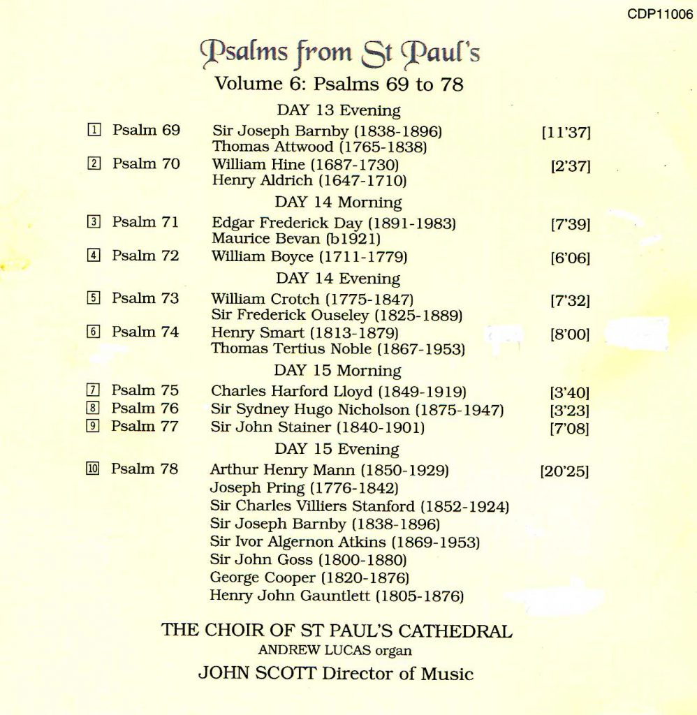 CD back card "Psalms from St Paul's" - Volume 6