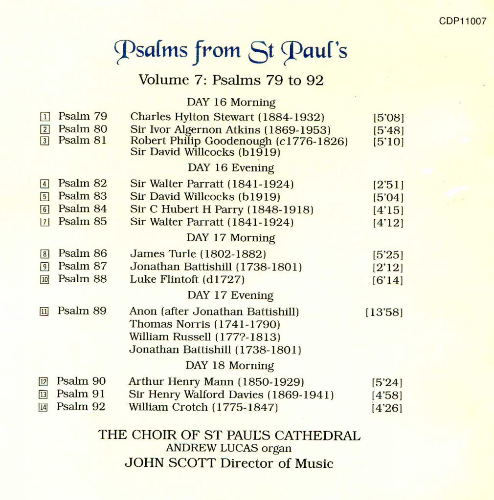 CD back card "Psalms from St Paul's" - Volume 7