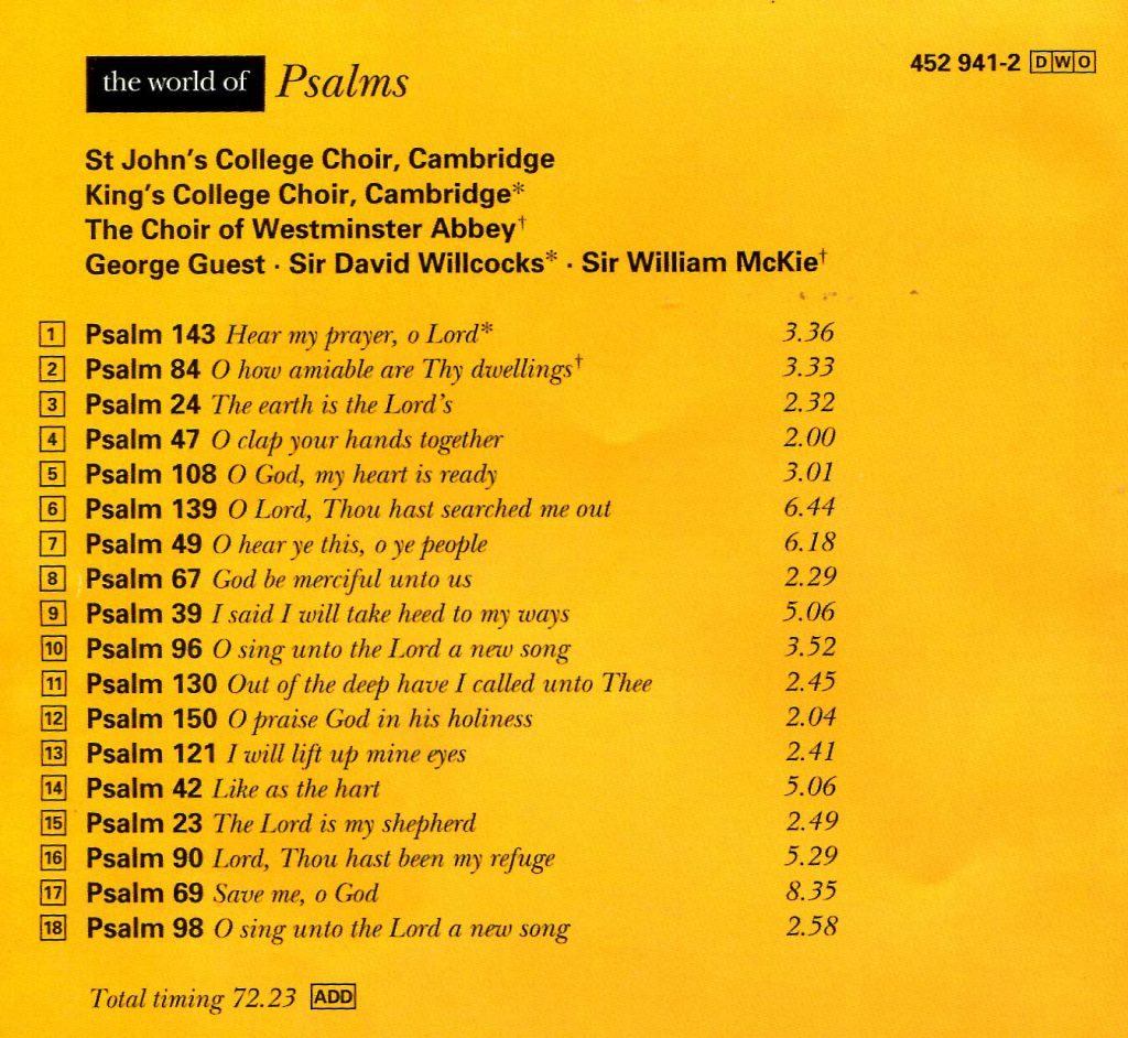 CD back card "The World of Psalms"