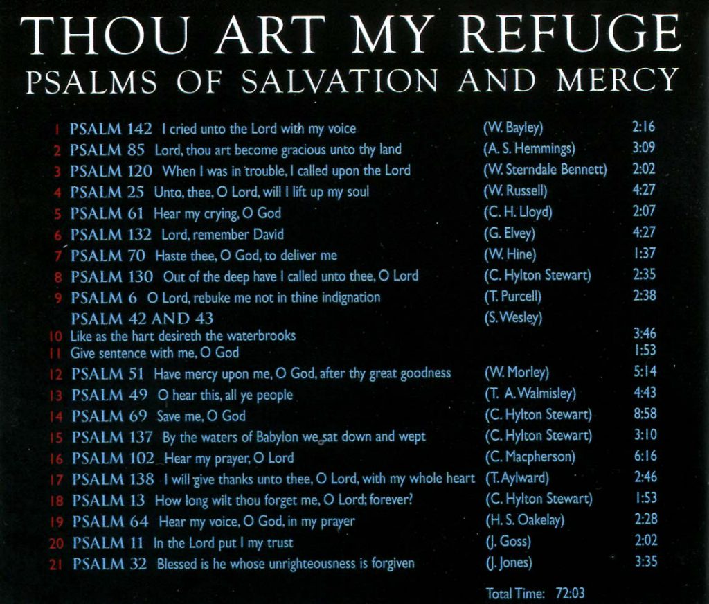 CD back card "Thou art my Refuge"