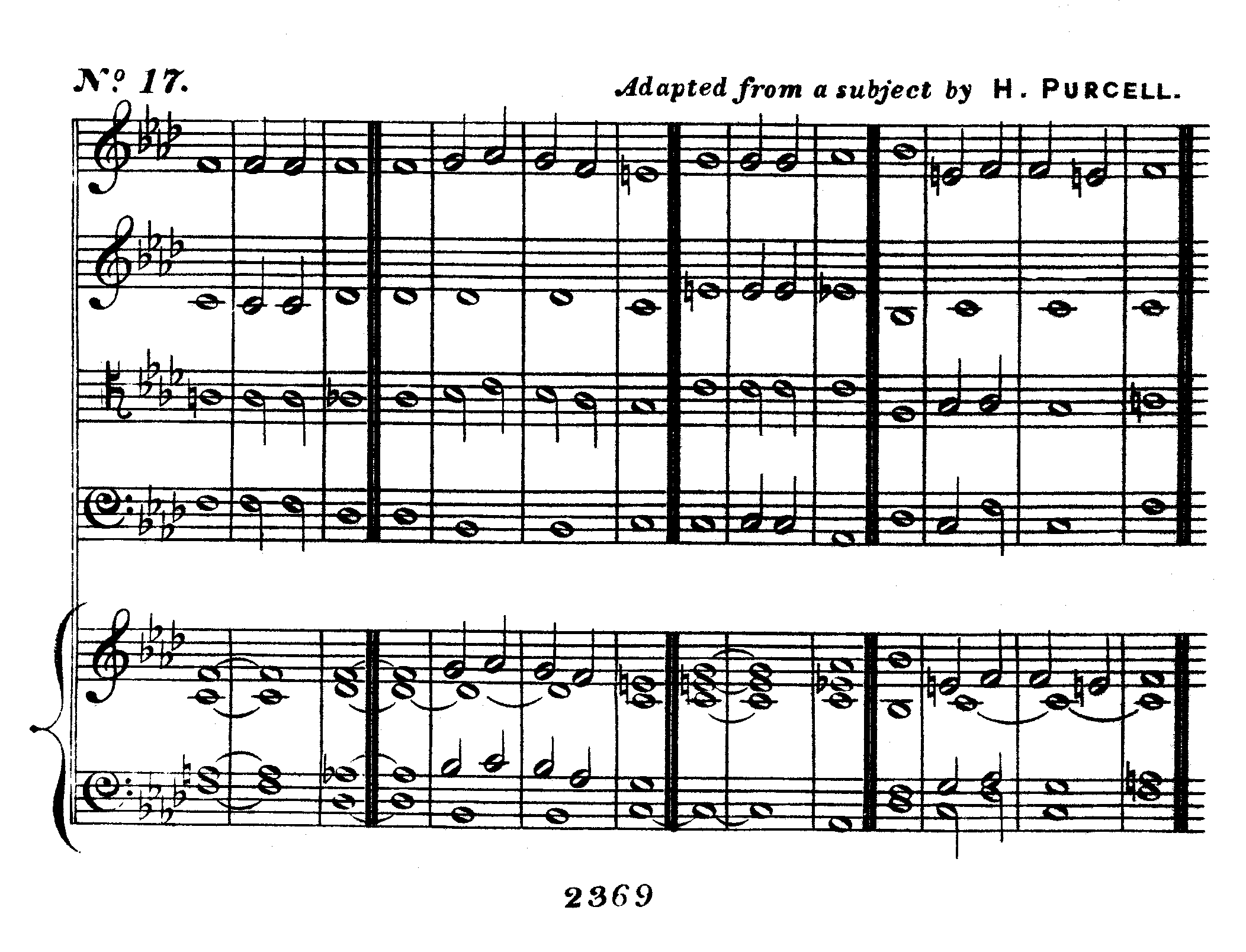 Double chant in F minor adapted from a subject by H Purcell set to Psalm 130